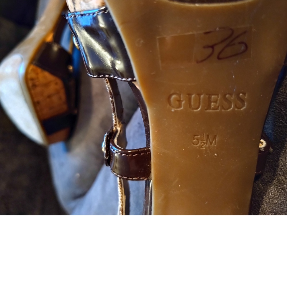 GUESS BROWN STILETTO HEALS - SLING BACK - CUTE - SIZE 5.5 - Picture 5 of 12